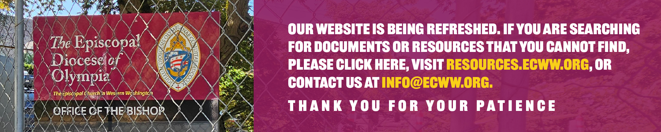 Our website is being refreshed. If you are searching for documents or resources that you cannot find, please click here, visit resources.ecww.org, or contact us at info@ecww.org. Thank you for your patience.